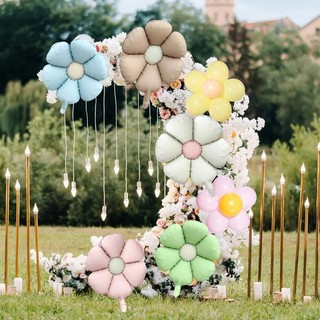 Bong Bóng Hoa Nhiều Màu Sắc Macaron Daisy Nhôm Lá Bóng Phụ Kiện Tiệc Sinh Nhật