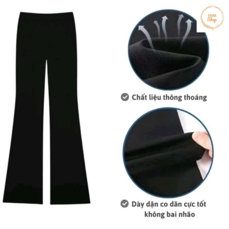Sét bộ quần ống loe chất co dãn + mix áo phông thêu hình nơ rúm xinh xắn