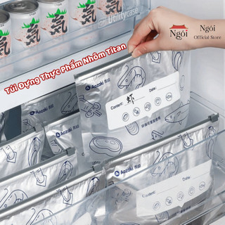 Túi Zip Đựng Thực Phẩm Nhôm Titan Túi Zip Đựng Thực Phẩm Tươi Sống Có Khóa Kéo Tag Ghi Chú Tái Sử Dụng NGÓI HOME - DTP01