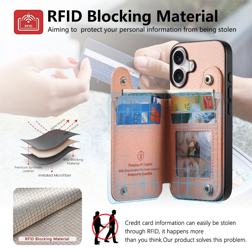 Ví Lật Da Có Hộp Đựng Thẻ RFID Chặn Điện Thoại Cho IPhone 16E 16 15 14 Plus 13 12 11 Pro Max Vòng Giá Đỡ Bao