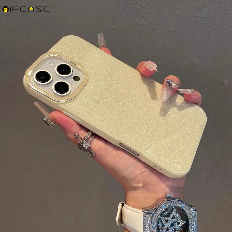 Tương Thích Cho iPhone 16e 16 15 Plus Pro Max iPhone16 Ốp Điện Thoại Sang Trọng Sáng Bóng Lấp Lánh Lấp Lánh Bling Nhiều Màu Sắc Màu Kẹo Trơn Vỏ Chống Sốc Vỏ Ốp Lưng