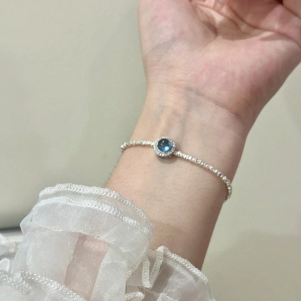 ☀Vòng tay Aquamarine bạc S925 cho phụ nữ, phong cách Ins, sang trọng nhẹ nhàng, thiết kế độc đáo, vòng tay tinh xảo cao cấp, quà tặng bạn bè, trang sức GPNH