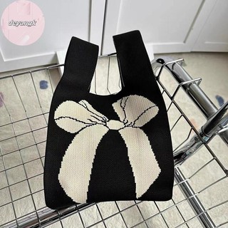 Deyangk 1 Cái Thời Trang Handmade Sợi Sọc Dệt Kim Túi Xách Nữ Thắt Lưng Cổ Tay Hàn Quốc Túi Tote Thường Ngày Có Thể Tái Sử Dụng Túi Mua Sắm VN