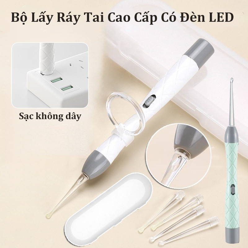 Bộ Lấy Ráy Tai Cao Cấp Có Đèn LED,an toàn không đau,Dễ Sử Dụng,Thiết Kế Dành Cho Trẻ Em