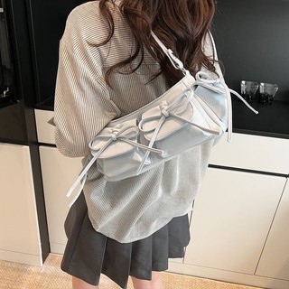 [Túi Ba Lê Hàn Quốc] Túi Dung Tích Lớn Nữ 2025 Mùa Xuân Thời Trang Nơ Một Vai Messenger Túi Nữ Đi Lại Nách Túi Vuông Nhỏ