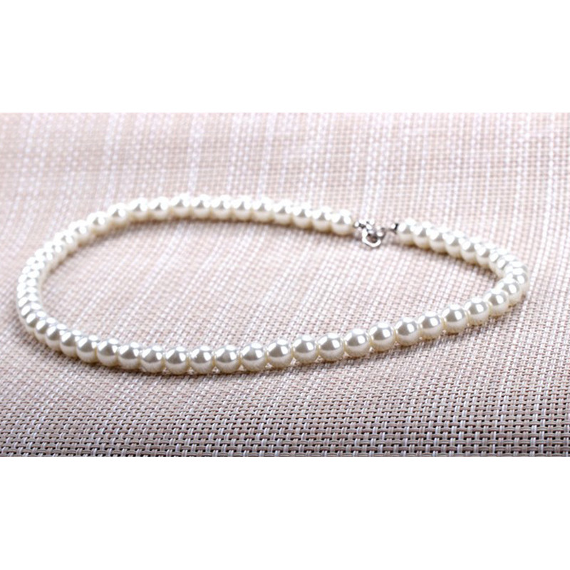 Nhà máy thời trang Vòng cổ hạt ngọc trai giả 8mm màu trắng QrhYK