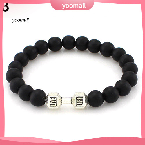 Yo / Unisex Thời Trang Đen Mờ Đá Quả Tạ Tập Gym Có Thể Điều Chỉnh Vòng Tay Punk