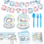 ST2 Sanrio Cinnamoroll theo chủ đề trang trí kỷ niệm tiệc sinh nhật tấm biểu ngữ khăn trải bàn dùng một lần Bộ đồ ăn TS2