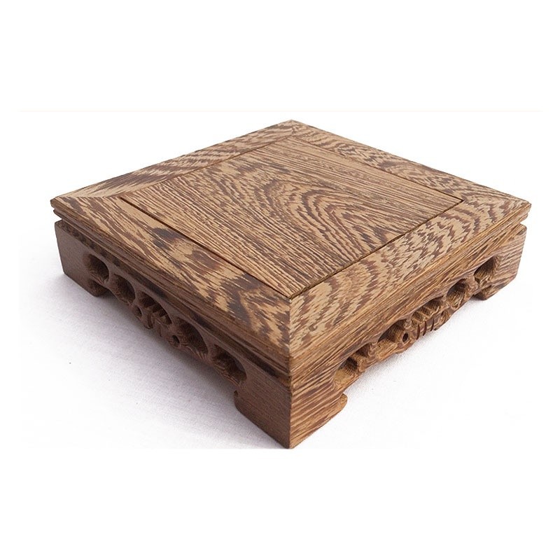 Đế Gỗ, Đôn Gỗ Vuông Bằng Gỗ Tự Nhiên Dùng Kê Chậu Bonsai, Lư Hương Xông Trầm, Tượng Gốm
