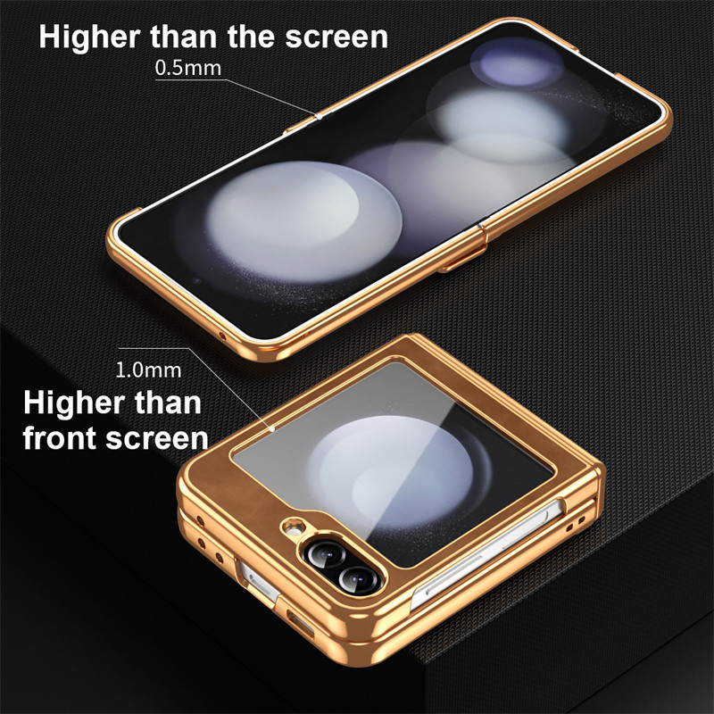 Ốp lưng toàn bộ bản lề mạ điện mỏng sang trọng dành cho Samsung Galaxy Z Flip 5 Z Flip 4 Z Flip 3 Vỏ da phong cách Denim cổ điển
