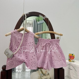 S21- Set áo phối quần ren hoa bé gái cực sang - Size 9-34Kg
