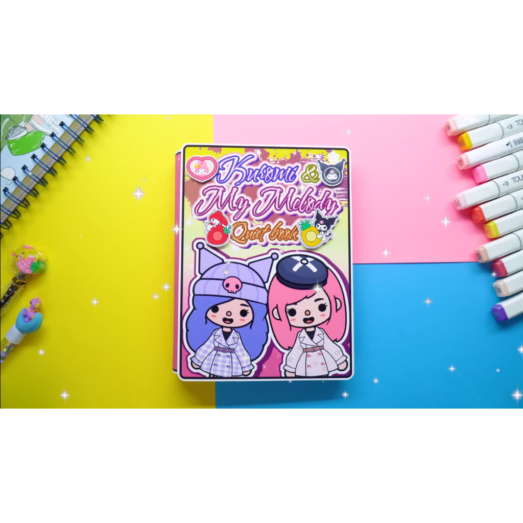 ĐỒ CHƠI NGÔI NHÀ BÚP BÊ GIẤY CẮT THỦ CÔNG DIY - Ngôi nhà của bé  Kuromi and Melody In Quiet Book