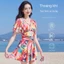 Áo tắm nữ in hình lá phong đi biển Bộ đồ Bikini che xác thịt và giảm béo Bộ đồ bơi eo cao