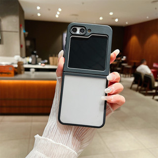 Ốp Lưng Cho Samsung Galaxy Z Flip 6 Flip 5 Flip 4 5G Cứng Acrylic Kim Loại Khóa Trong Suốt Gấp Điện Thoại Cho Samsung Z Flip6 Flip5 Flip4 Flip3 Case
