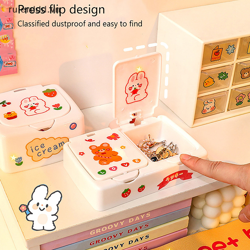 # NEW # Hộp sắp xếp bàn hoạt hình Nút Hộp đựng mỹ phẩm có nắp Hộp đựng đồ trang sức Hộp đựng mỹ phẩm.