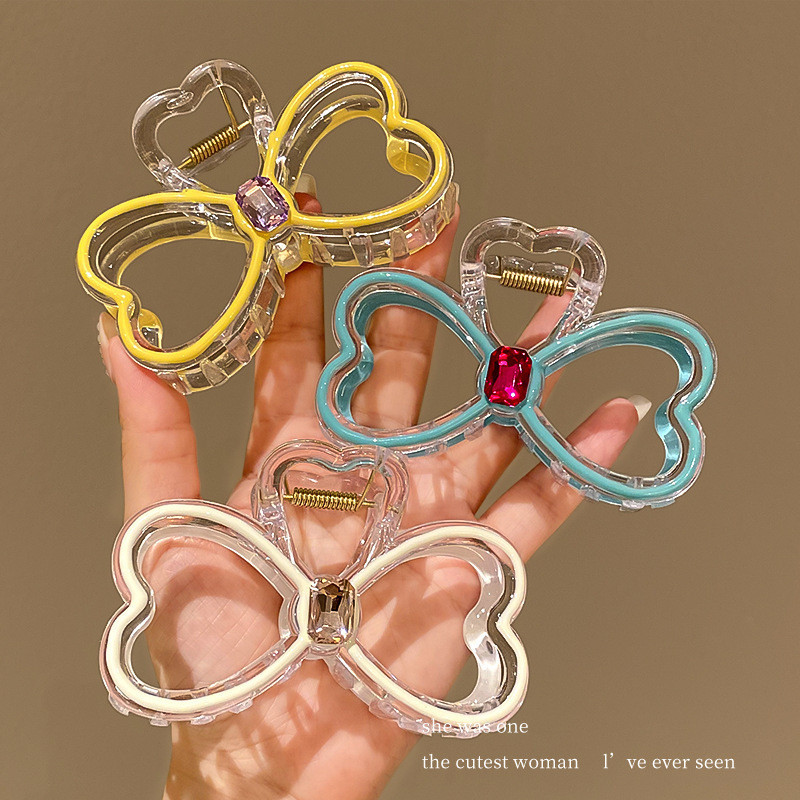 [Yunyuan] Kẹp Tóc Nơ Kim Cương Giả Cho Nữ Nhiều Màu Sắc Jelly Công Chúa Phụ Kiện Tóc Màu Kim Cương Kẹp Nơ Mũ Đội Đầu Kẹp Cá Mập Cực Lớn