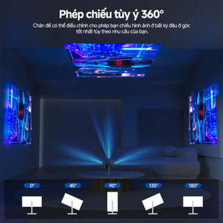 Máy chiếu di động GOOJODOQ 4K 250ANSI xoay 360°, màn hình lớn 150 inch