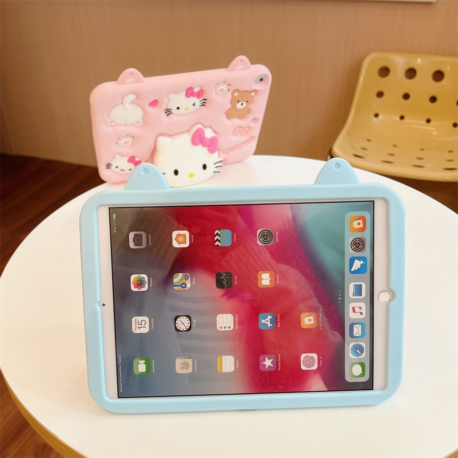 Ốp Lưng Cho Smausng Tab A9 8.7inch SM-X110 X115 A9 + A9 Plus X210 X216B 11inch 2023 A7 Lite 2021 8.7 '' 'T220 A8 10.5 X200 Keo Mềm Đứng Vỏ Dây Đeo Cô Gái Dễ Thương Mèo TK Cover