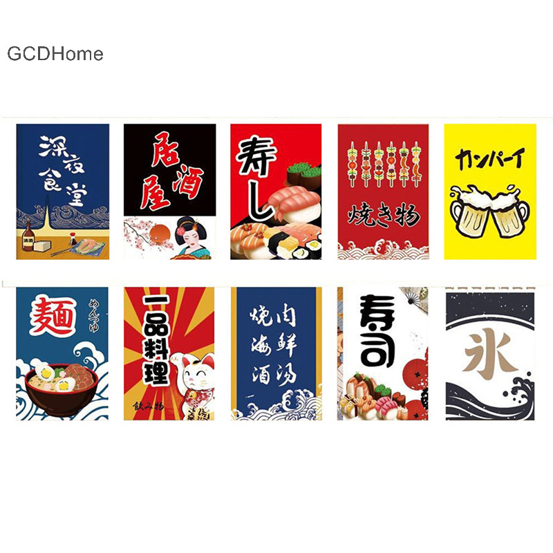 Gcdhome Phong Cách Nhật Bản Dây May Mắn Cờ Sushi Nhà Hàng Mở Biểu Ngữ HOT