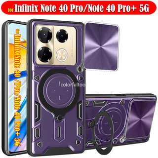 Dành Cho Infinix Note 40 Pro Plus 40Pro + Note40 Note40Pro 4G 5G Đẩy Trượt Bảo Vệ Ống Kính Máy Ảnh Vỏ Cứng Giá Đỡ Vòng Từ Tính Vỏ Giáp Chống Sốc Ốp điện thoại