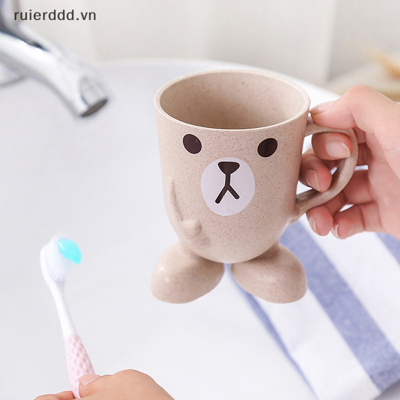 # New # Home Phòng tắm Tumbler Cốc nước súc miệng Rơm lúa mì Hoạt hình Động vật Bàn chải đánh răng.