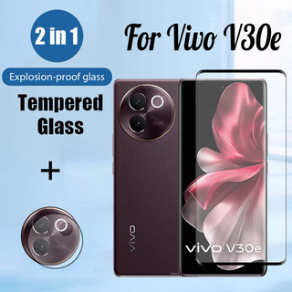 Kính cường lực bảo vệ màn hình Vivo V30e 5G 2 trong 1 cho Vivo V30 Lite V29 V27 V25 Pro V27e V25e 4G 5G Phim bảo vệ kính chống va đập