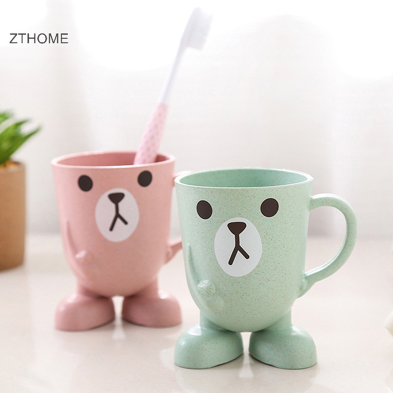 Zthome Nhà Phòng Tắm Tumbler Nước súc miệng Cốc Lúa Mì Rơm Hoạt Hình Động Vật Bàn Chải Đánh Răng Cốc HOT