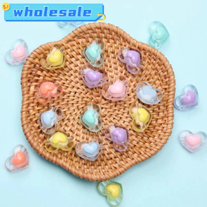 10 Chiếc 13 * 17 Mm Acrylic Màu Kẹo Unisex Trái Tim Thủ Công Rời Hạt DIY Cho Trang Sức Làm Vòng Cổ Vòng Tay Mặt Dây Chuyền