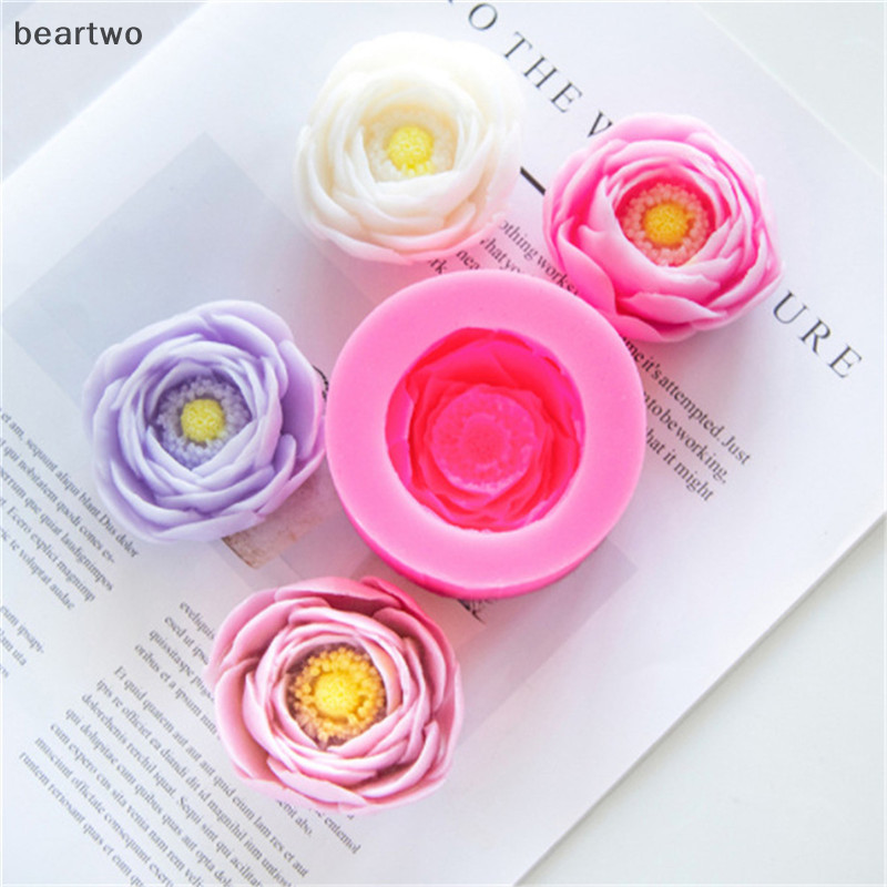 < Beartwo > Hoa Mẫu Đơn Xà Phòng Handmade Khuôn Silicon Làm Bánh Fondant Trang Trí Đẹp