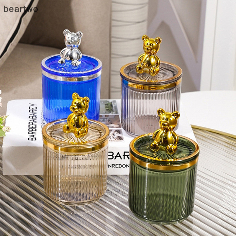< Beartwo > Hộp đựng khăn bông hình gấu dễ thương Hộp đựng thanh bông Hộp đựng mỹ phẩm Hộp sắp xếp đẹp