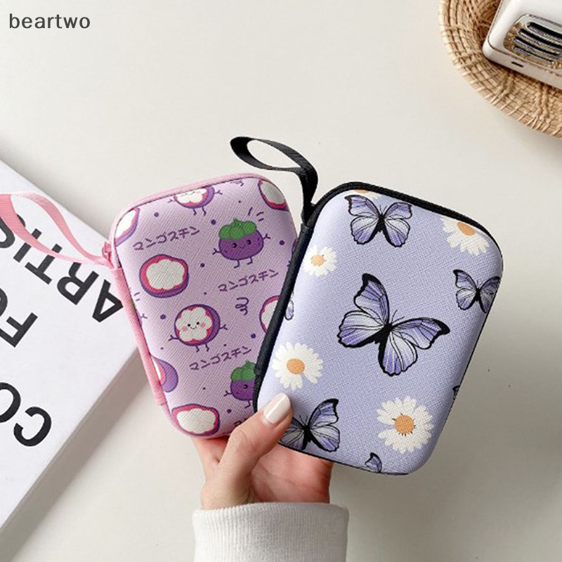 < Beartwo > Hoạt Hình Dễ Thương Họa Tiết Trái Cây Tai Nghe Cáp Dữ Liệu Túi Bảo Quản Sạc Hình Chữ Nhật Hộp Dây Kéo Túi Túi Túi Đẹp