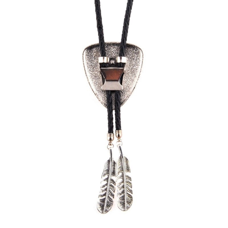 Dasbsug Nam Nữ Vintage Bolo Tie Tây Bò Tam Giác Đá Mặt Dây Chuyền Vòng Cổ