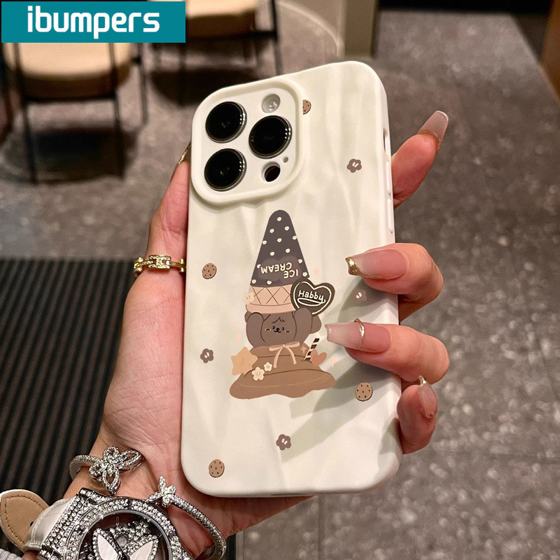 ibumpers cute hàn quốc gấu hoạt hình in hình ốp điện thoại nhám mỏng silicone mềm chống sốc ốp lưng Iphone 15 14 12 13 11 Pro Max IP 7 8 Plus Iphon X Xs XR Xs Max