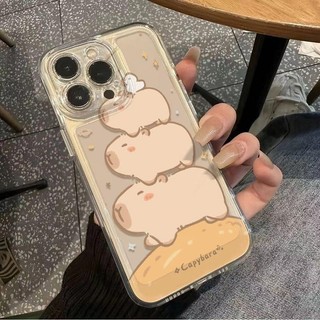 Ngộ nghĩnh Capybara Cặp Đôi Cho IPhone 13 12 Mini Pro Max 11 Hoạt Hình Dễ Thương Đôi Mắt Thiên Thần Mềm TPU Trong Suốt Vỏ Điện Thoại