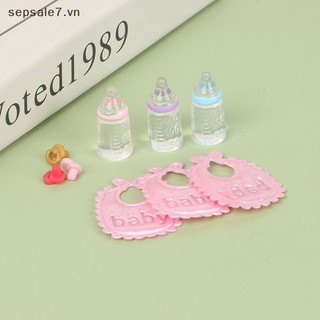 [Toyfeb] 1: 12 Nhà búp bê Thu nhỏ Bình sữa cho bé Bộ Yếm núm vú giả Bộ Quà tặng phụ kiện nhà trẻ {vn}