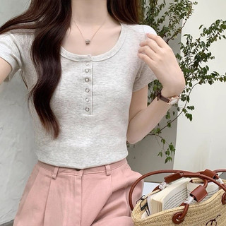 Áo Thun Tay Ngắn Cổ Tròn Form Ôm Body Dáng babytee Lỡ Bấm