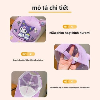 Mũ lưỡi trai trẻ em Kuromi tai mèo phong cách dễ thương cho bé gái