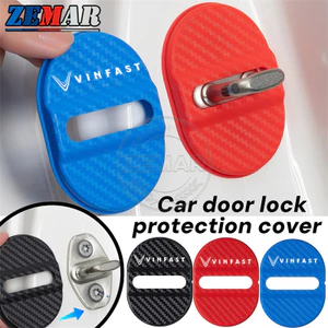 4 Vinfast Khóa Cửa Ô Tô Vỏ Bảo Vệ Kết Cấu Sợi Carbon Khóa Cửa Khóa Giảm Chấn Đệm Phụ Kiện Cho Vinfast Fadil VF E34 7 8 9 VF8 VF9 LUX A SA 2.0 Chủ Tịch