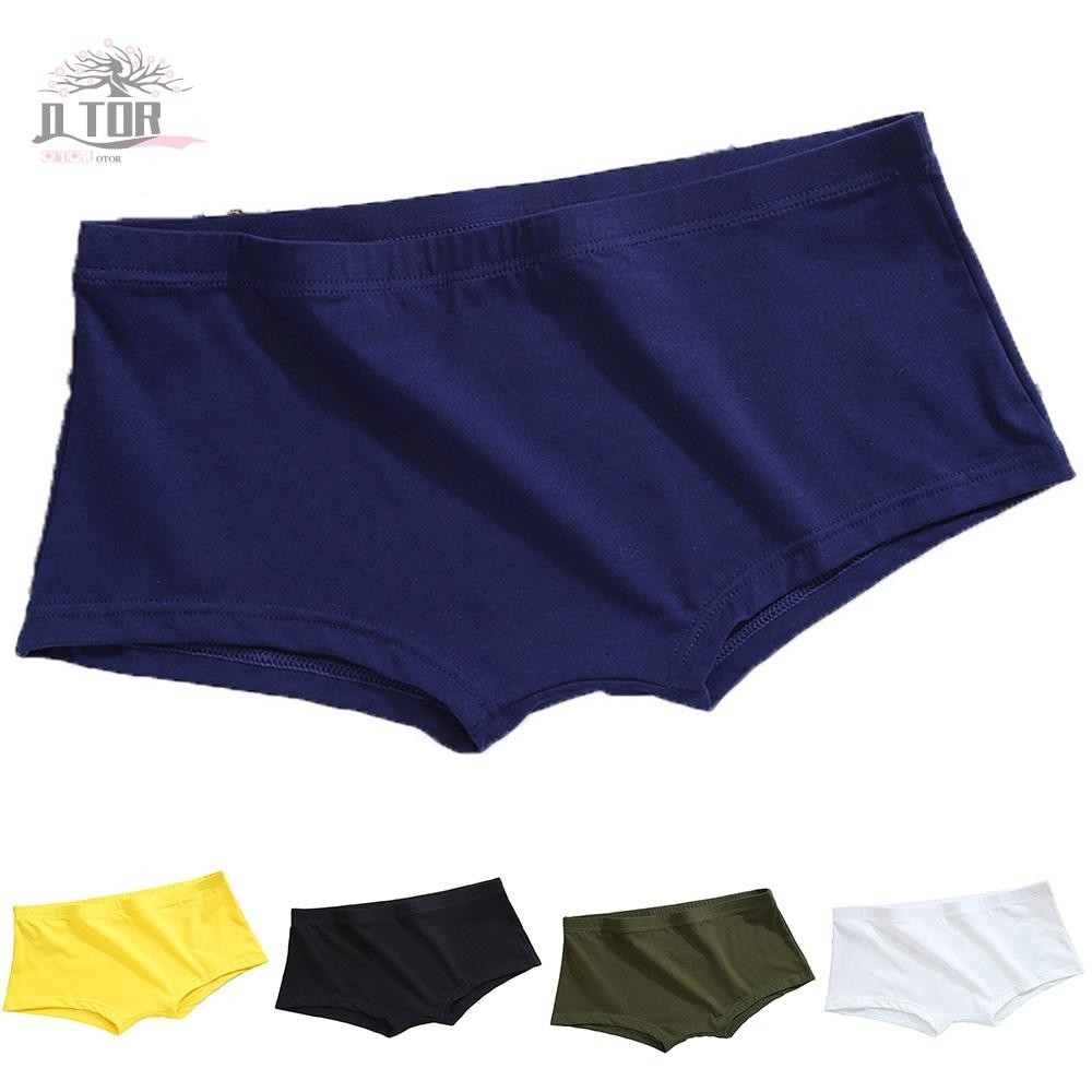 18) Quần lót Boxer eo thấp nam co giãn Quần short Cotton thoáng khí Màu trơn