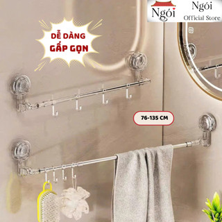 Giá Treo Khăn Nhà Tắm Cốc Hút Góc Tường Xoay 180 Độ Đa Năng Kèm Móc Tăng Giảm Chiều Dài NGÓI HOME-KNT04