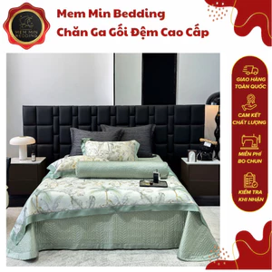 Bộ Chăn Ga Gối Tencel 80s Ga Trần Bông Nghệ Thuật Dệt In Hoa Thanh Lịch Hiện Đại - MemMinbedding Luxury/