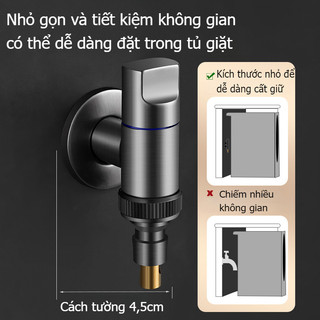Van nước mở nhanh máy giặt,Van nước tự động ngắt,vòi nước máy giặt chất liệu thép không gỉ nhỏ gọn