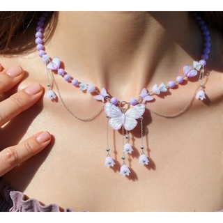 [Bo Ye] Vòng Cổ Nữ Trang Sức Cô Gái Nóng Đính Hạt Trái Tim Giả Ngọc Trai Bướm choker Niche y2k Dòng Chảy Vòng Cổ