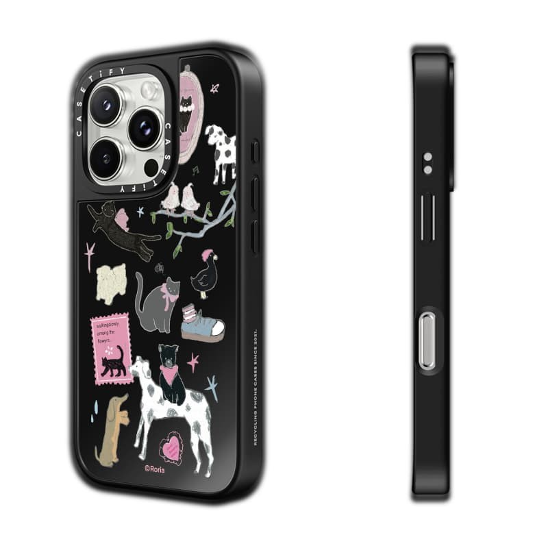 CASETiFY X Black Cat 's Room Case hút từ tính Vỏ iPhone Gương đen & bạc IPhone 16 15 14 13 12 Pro Max Plus Ốp lưng cứng có hộp khắc logo