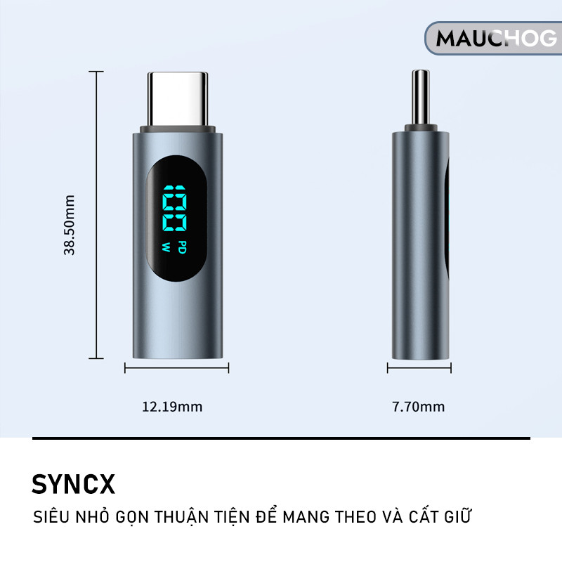 Đầu Chuyển Đổi Dây Cáp Sạc Type C Sang C 100W Type C Sang L 27W Màn Hình Led Siêu Nhỏ Gọn Tiện Lợi