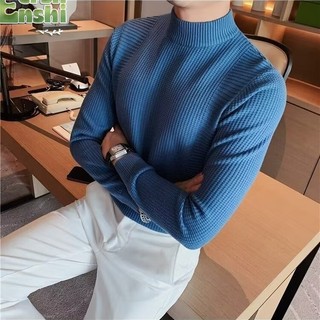 Áo Len Nam Nửa Cổ Rùa Xuân Thu Mới Mặc Bên Trong Cao Cấp Kết Cấu Thời Trang Cổ Giữa Dệt Kim Đáy Áo Sơ Mi