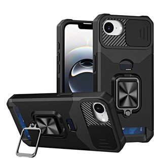 Dành cho iphone 16E / 17E / SE 2020 / SE 2022 / 6 / 7 / 8 Plus có nắp máy ảnh trượt Giá đỡ thẻ Vòng Chân đế Bảo vệ hạng nặng Vỏ mỏng mỏng