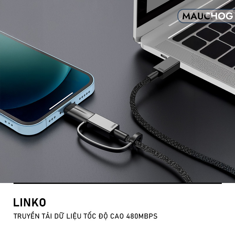 Đầu Chuyển Đổi Dây Cáp Sạc Type C Sang L 30W Dây Đeo Chống Rơi Cho Điện Thoại iPhone iPad Samsung