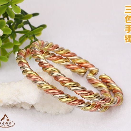 1709 Người Bộ Sưu Tập Đồng Nguyên Chất Vòng Tay Đồng Đỏ Đồng Đỏ Đồng Thau Handmade Đồng Vòng Tay Đồng Ba Màu Xoắn Vòng Tay Hoa Phong Cách Dân Tộc Trang Sức Độc Đáo Phổ Biến