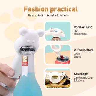 Dụng cụ mở chai 4 trong 1 cái Dụng cụ mở hộp bia Dụng cụ mở chai gấu dễ thương Dụng cụ nhà bếp đa năng dành cho người cao tuổi và người mắc bệnh viêm khớp thép không gỉ nhựa tiện dụng